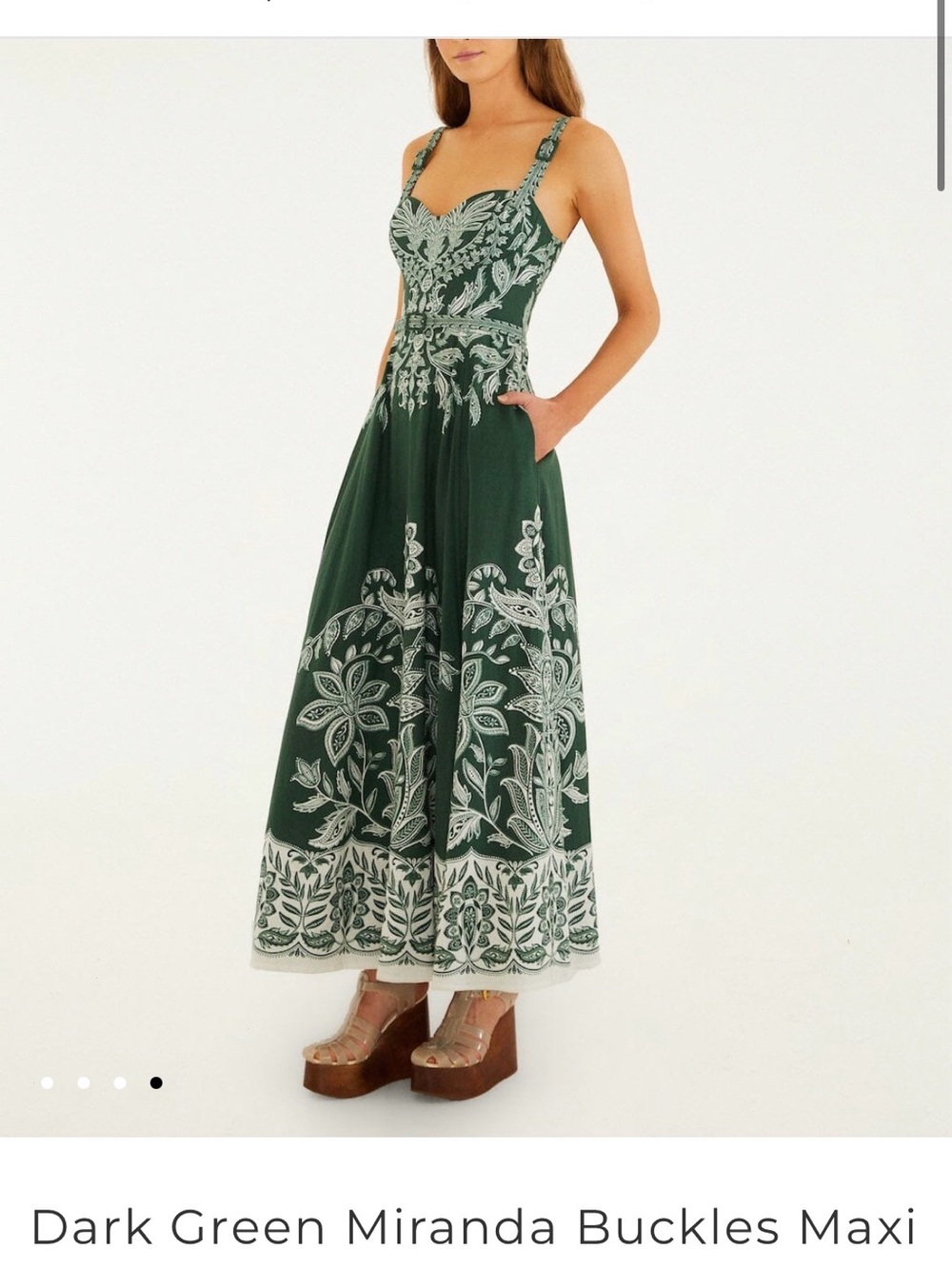 Farm Rio Dark Green Miranda Buckles Maxi Dress, Small - Picture 12 of 12